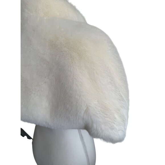 ALBERTO MAKALI Vintage White Synthetic Fur Bolero Shrug Size Small - Picture 5 of 7